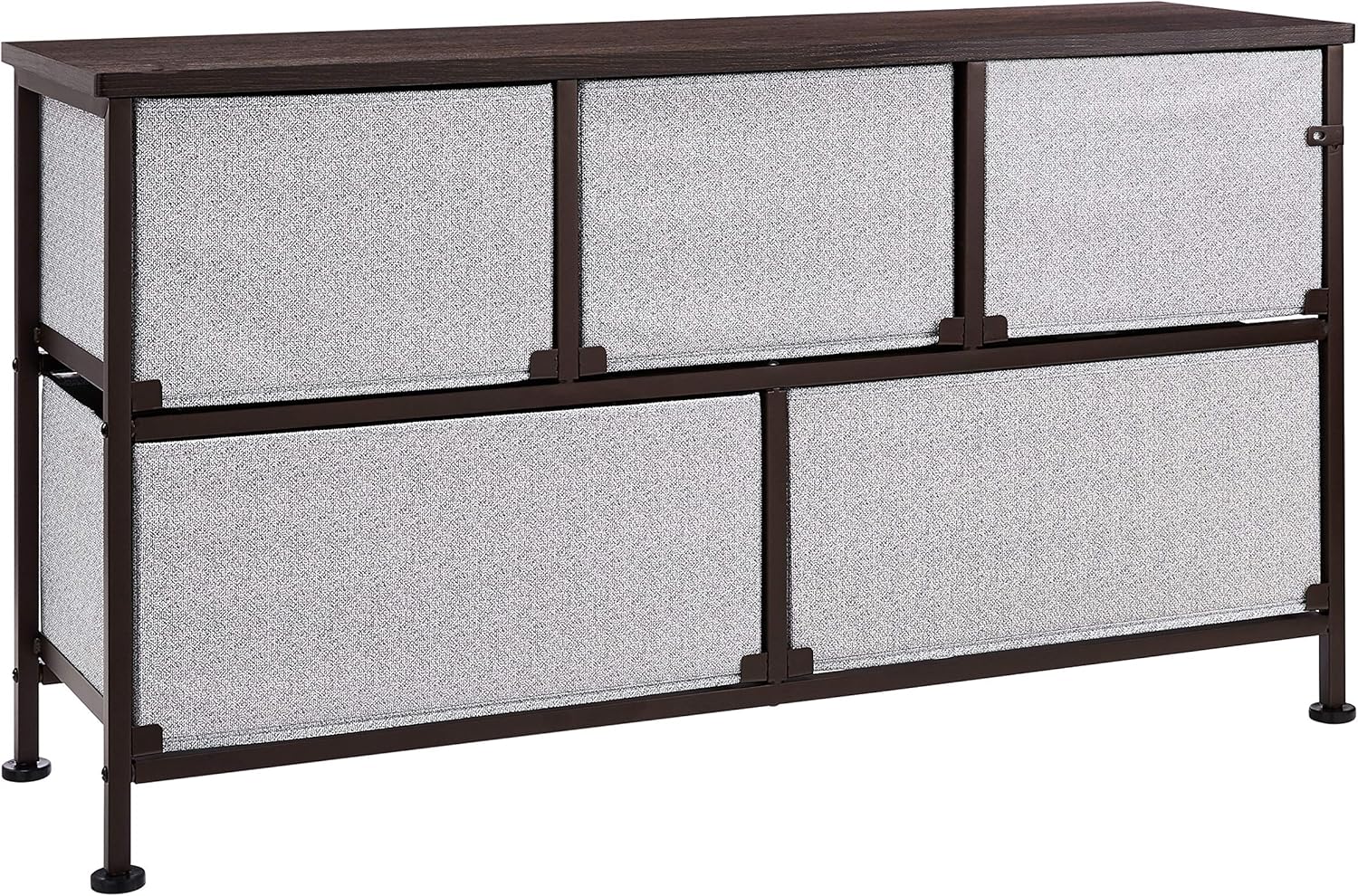 Amazon Basics Extra Wide Fabric 5-Drawer Storage Organizer Unit for Closet, Bronze
